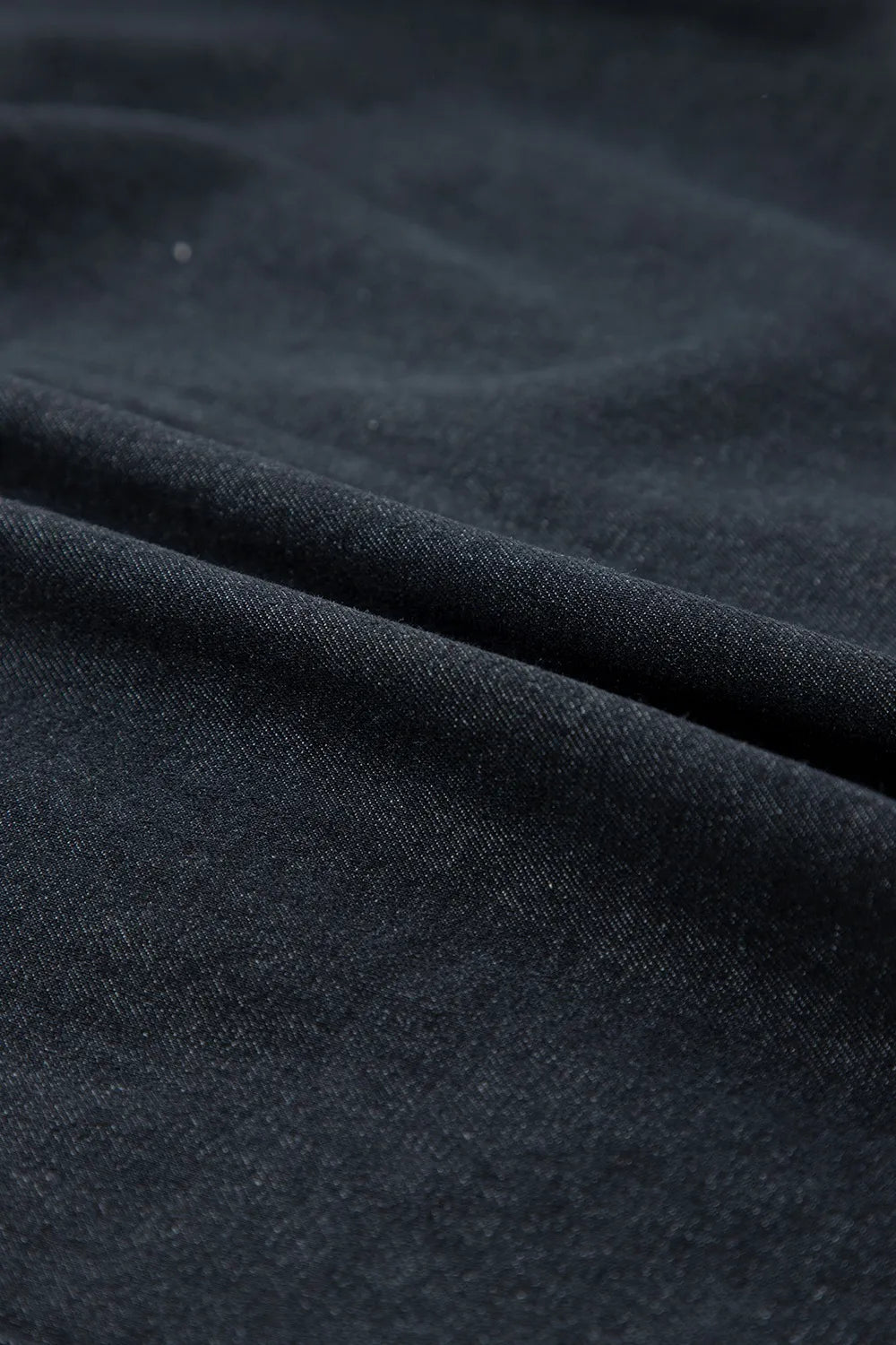 Button Down Raw Hem Ruffled Denim Shirt 