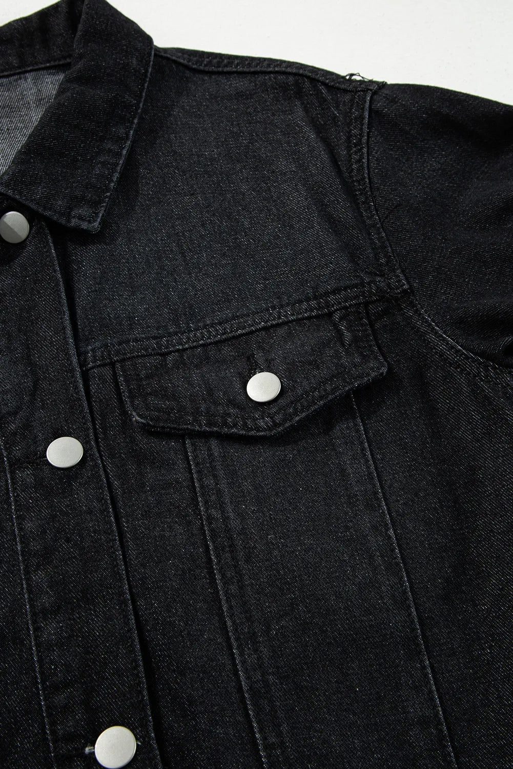 Raw Hem Button Up Denim Top 