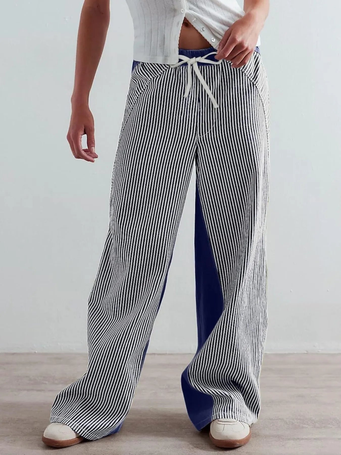 Striped Wide Leg Jeans 