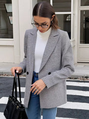 Houndstooth Patterned Double-Breasted Blazer 