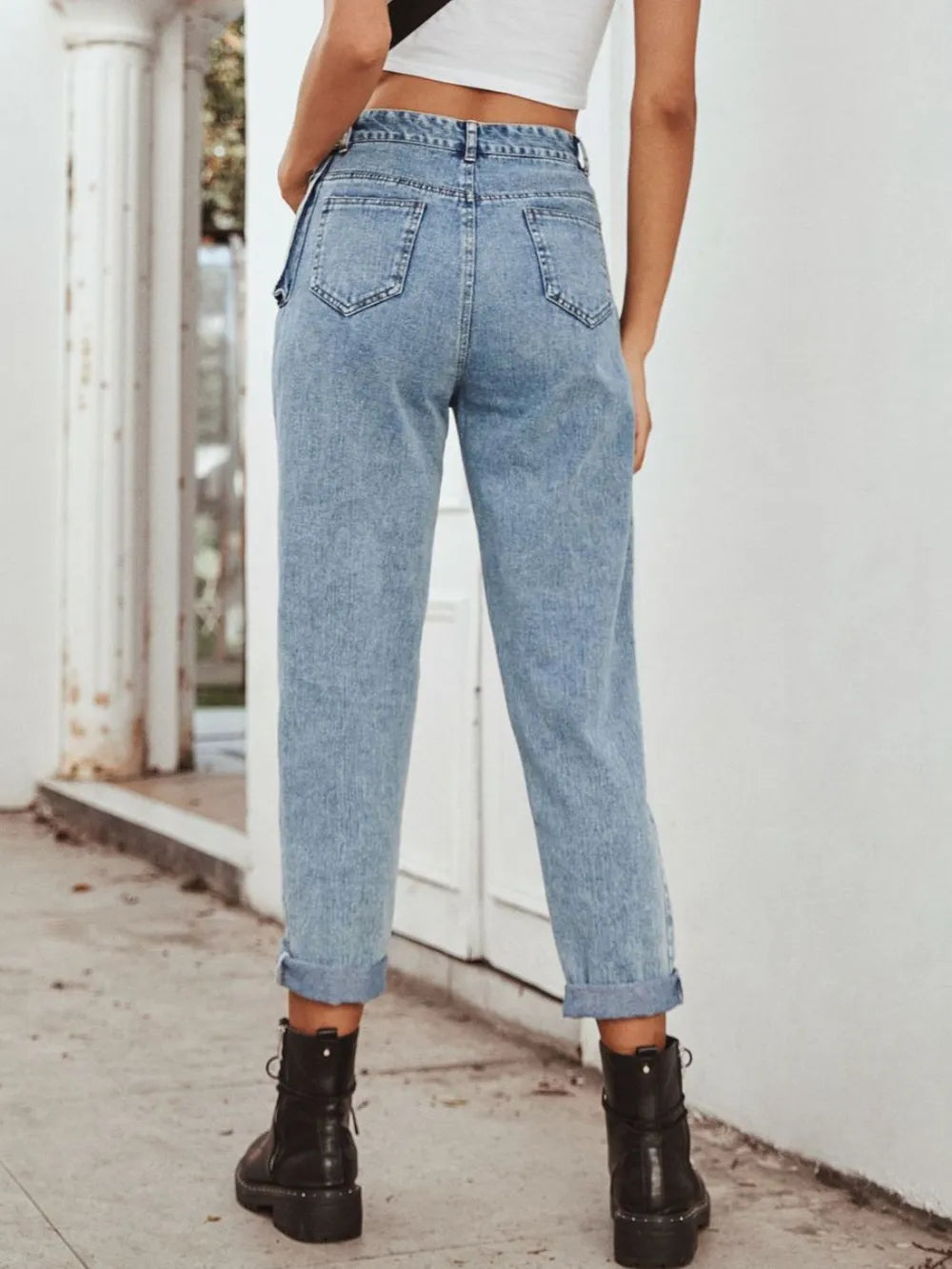 High Waist Straight Leg Jeans 
