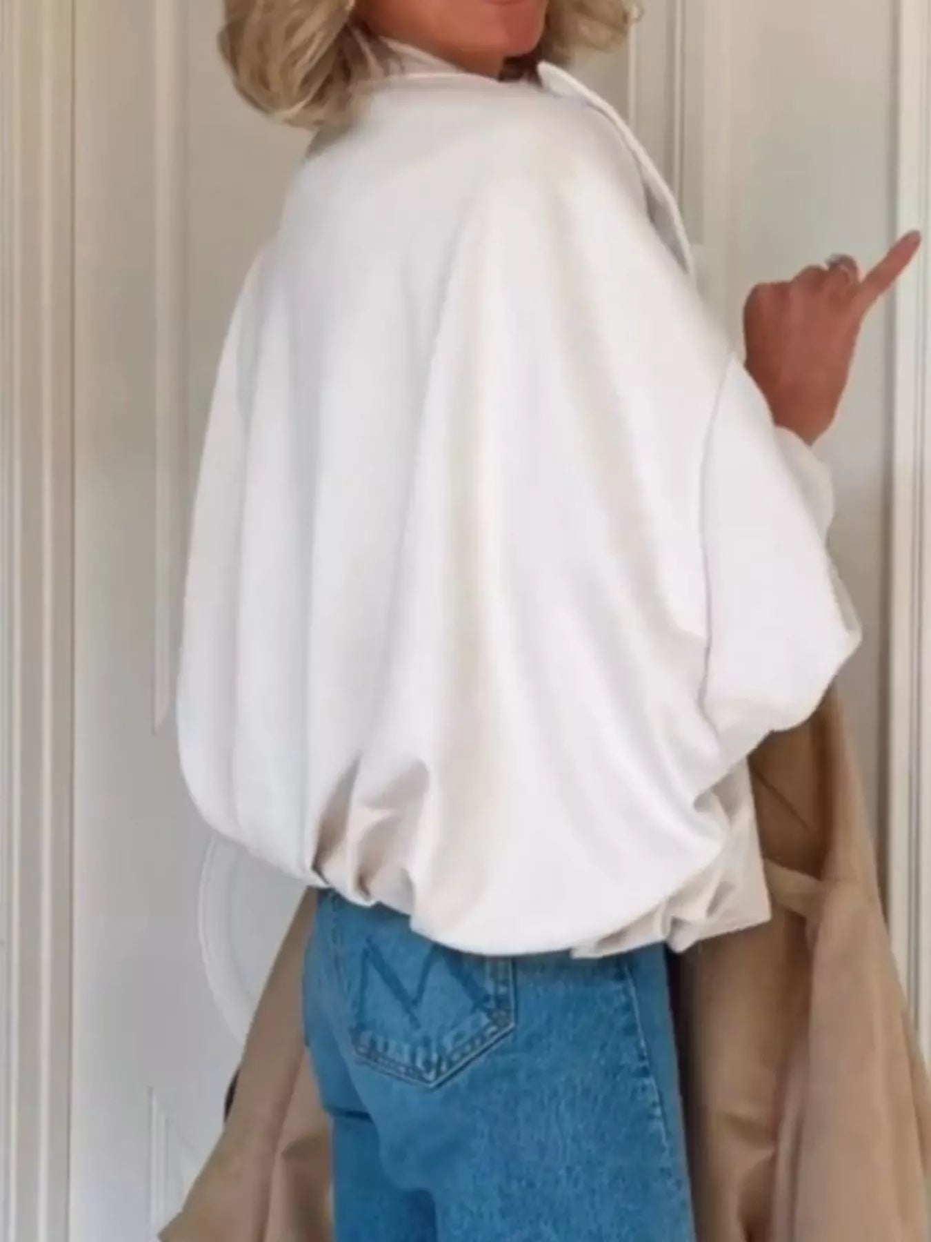Zip Up Dropped Shoulder Suede Jacket 