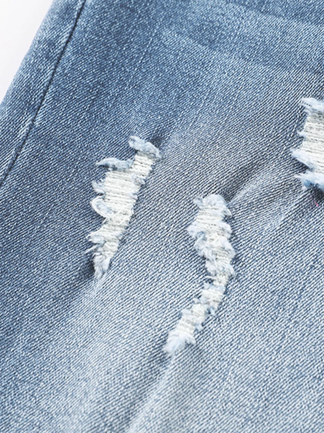 High Waist Distressed Straight Leg Jeans 