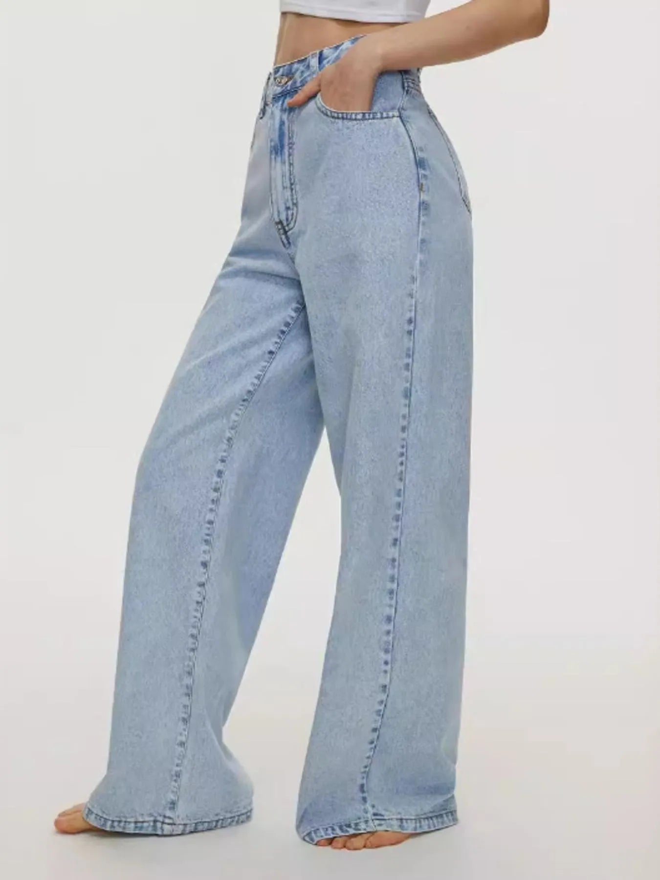 High-Waisted Wide Leg Jeans 