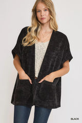 Umgee Open Front Knit Cardigan with Front Pockets 