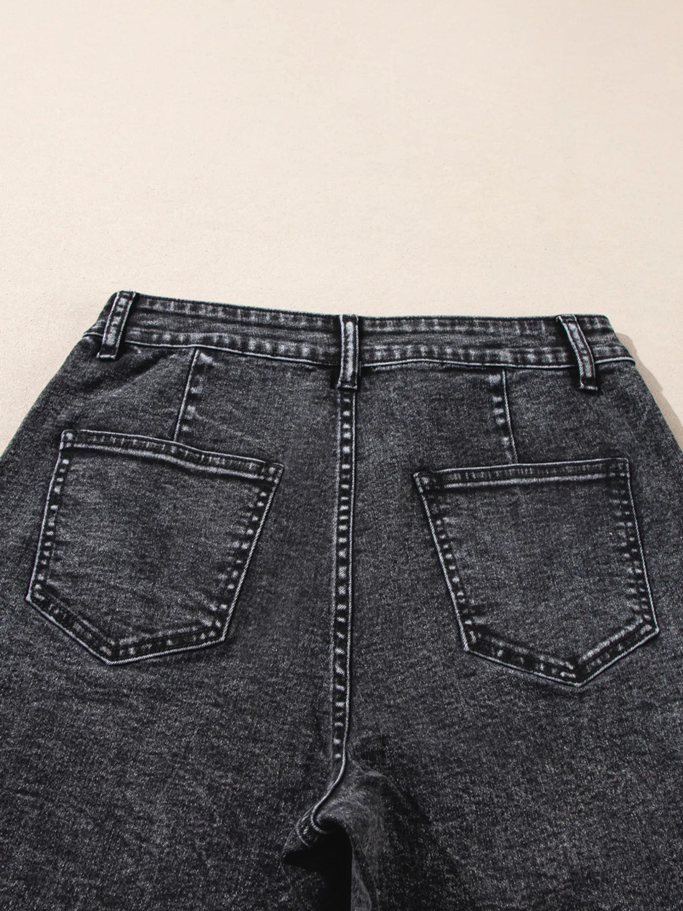 High-Waisted Wide Leg Washed Jeans 
