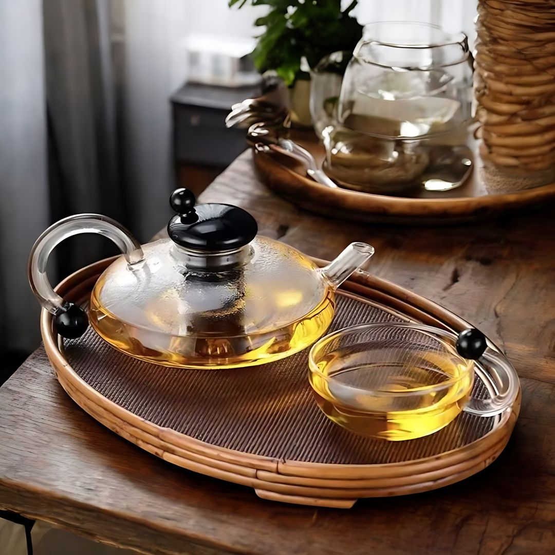 ElaraPure™ Filtration Teapot Set with Matching Cups – 600ml Heat-Resistant Glass 