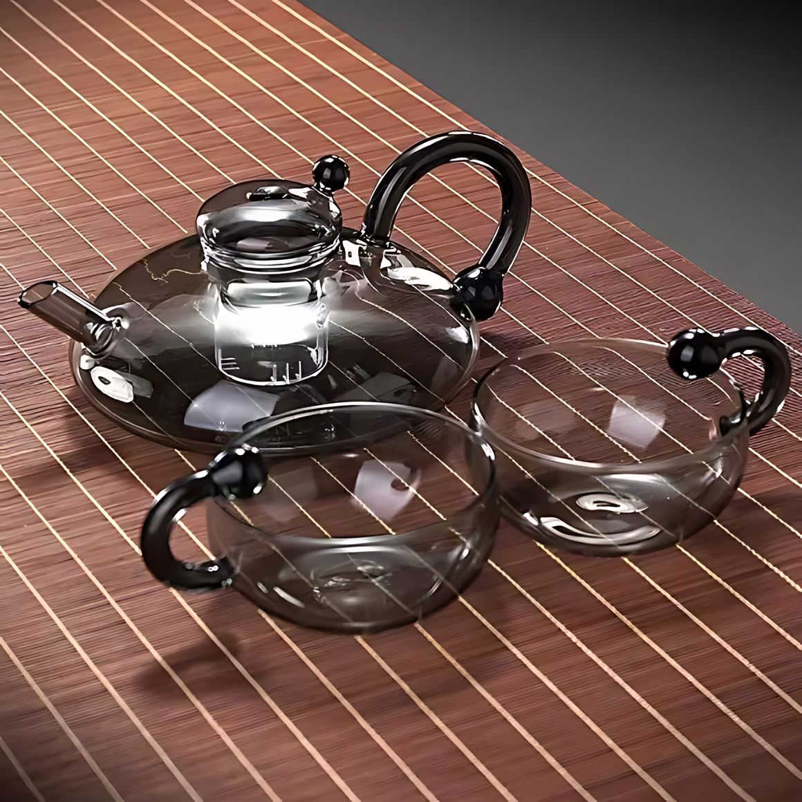 ElaraPure™ Filtration Teapot Set with Matching Cups – 600ml Heat-Resistant Glass 