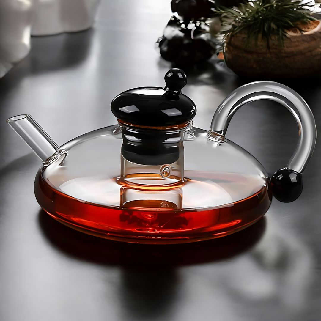 ElaraPure™ Filtration Teapot Set with Matching Cups – 600ml Heat-Resistant Glass 