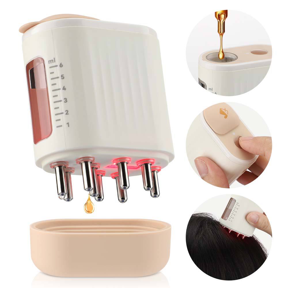 Electric Scalp Oil Application Wand | Scalp Massager with Red Light Therapy & Vibration | Hair Growth & Care, IPX5 