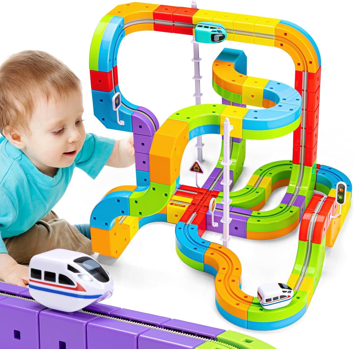 Electric Track Car Toy | Magnetic Modular Track | Gravity Defying Design | Kids Play Set 