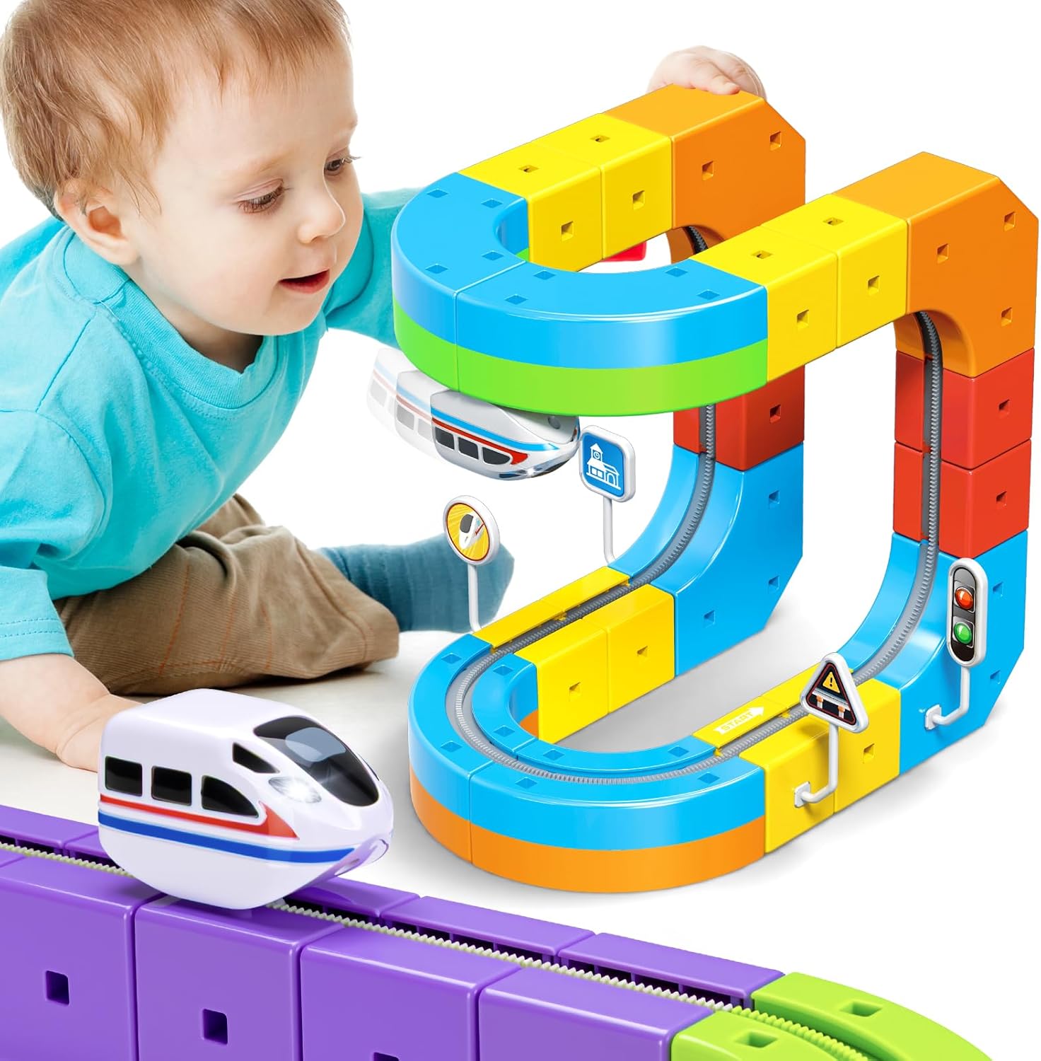 Electric Track Car Toy | Magnetic Modular Track | Gravity Defying Design | Kids Play Set 