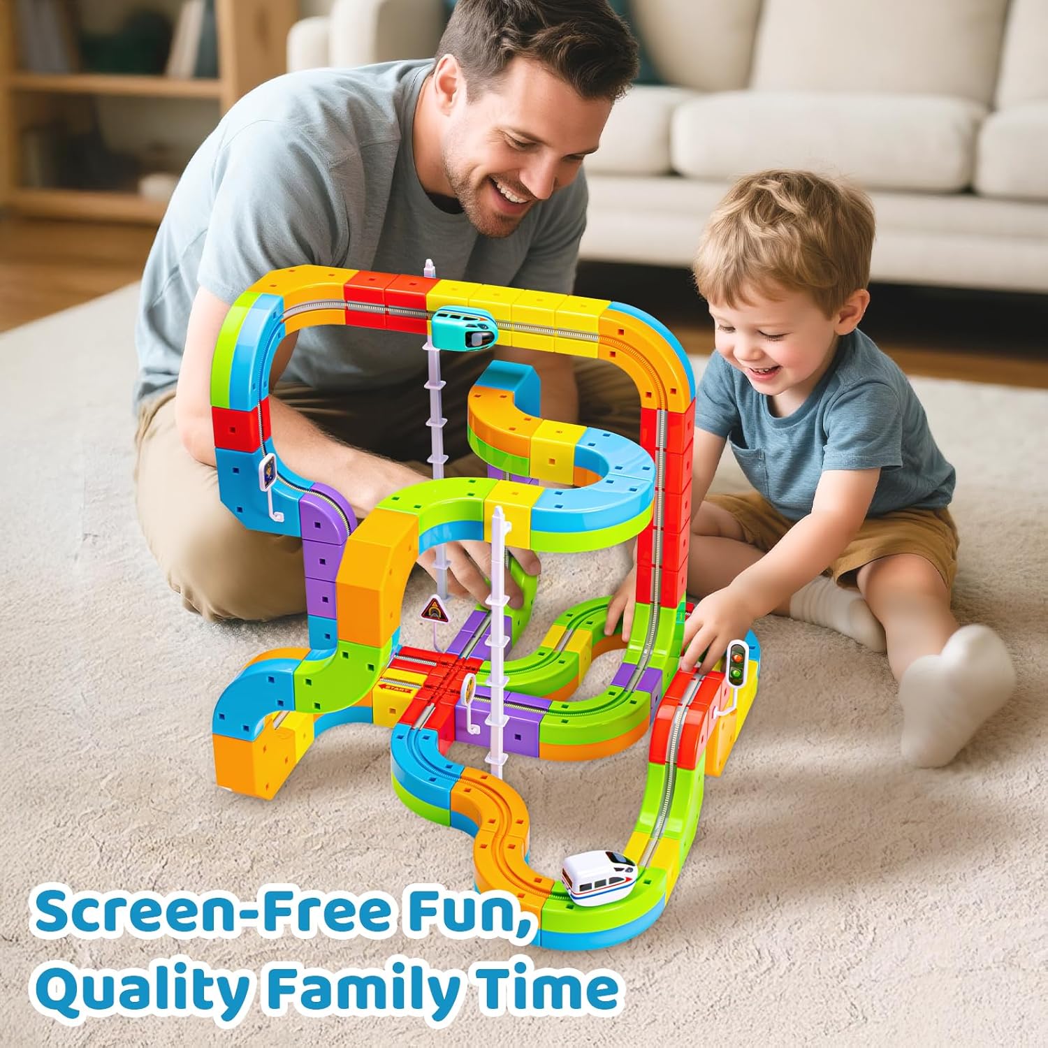 Electric Track Car Toy | Magnetic Modular Track | Gravity Defying Design | Kids Play Set 