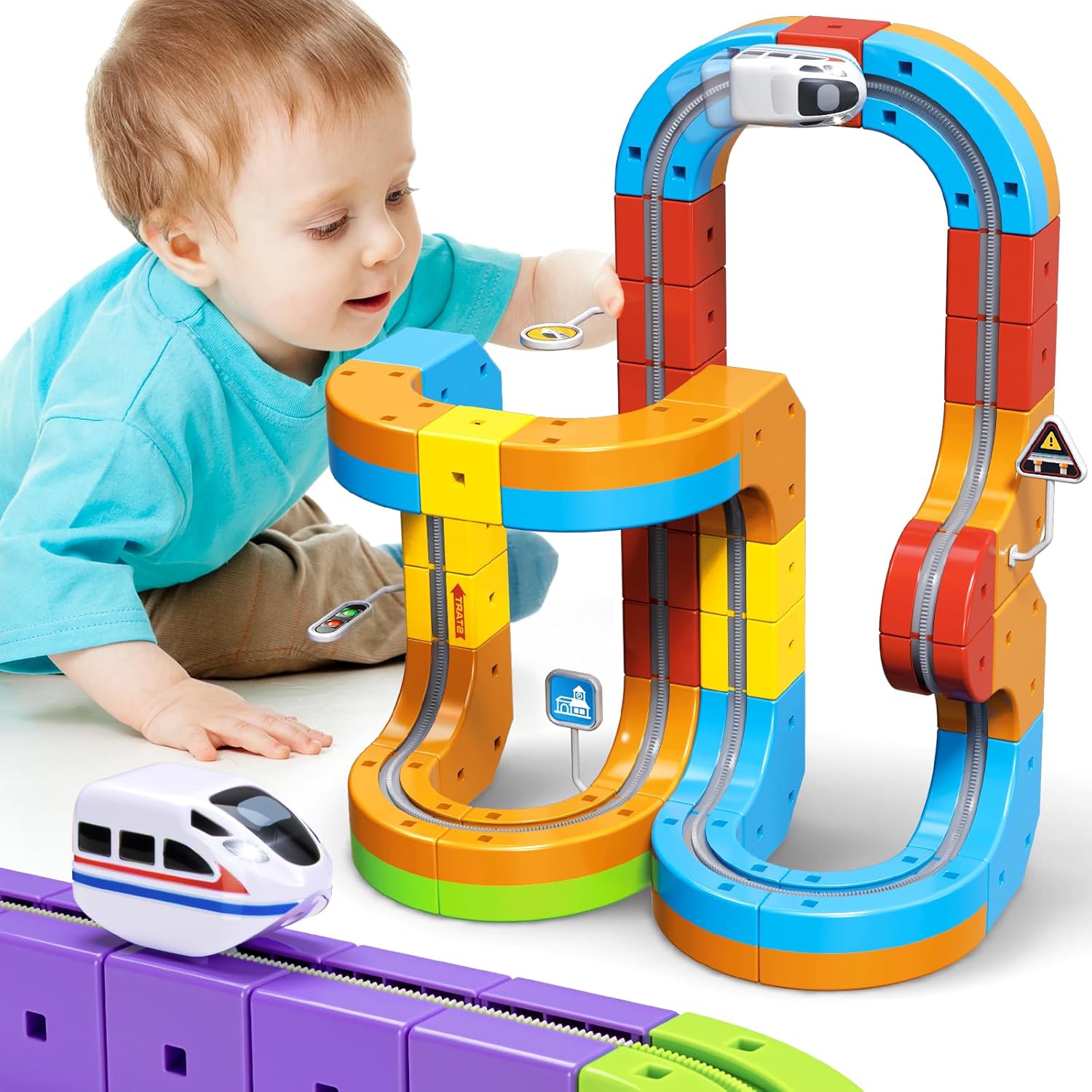 Electric Track Car Toy | Magnetic Modular Track | Gravity Defying Design | Kids Play Set 
