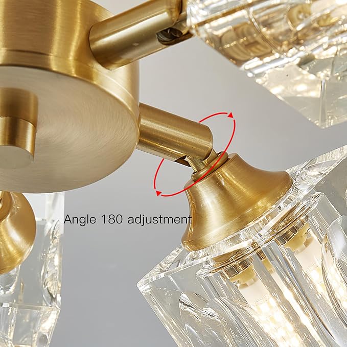 Elegant Crystal Ceiling Light with Gold Semi Flush Mount – Ideal for Low Ceilings 
