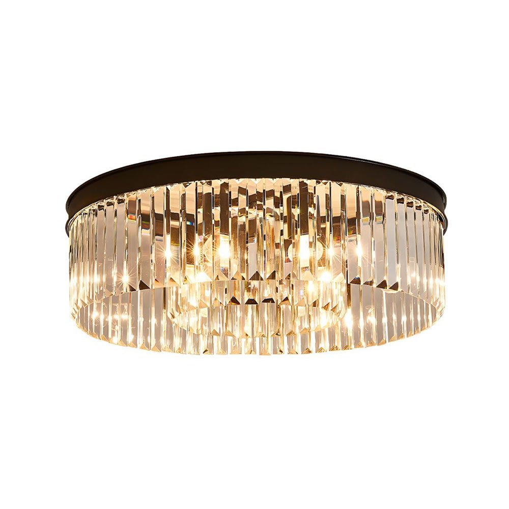 Elegant Crystal Flush Mount Ceiling Light – 40 cm Width, Iron and Crystal, Ideal for Living Room and Bedroom 