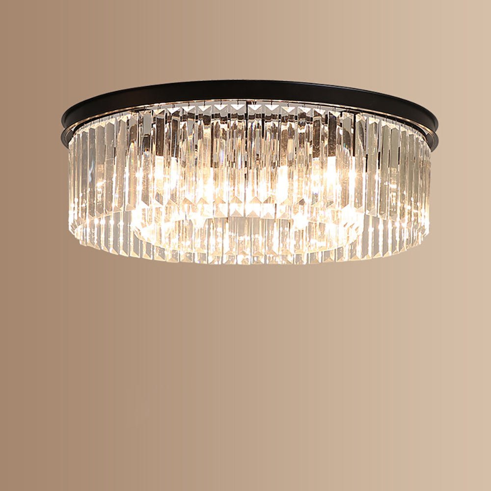 Elegant Crystal Flush Mount Ceiling Light – 40 cm Width, Iron and Crystal, Ideal for Living Room and Bedroom 