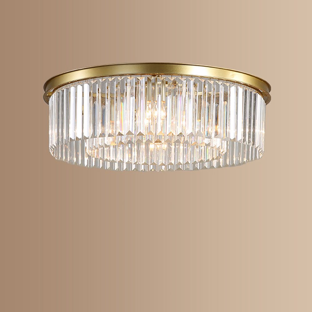 Elegant Crystal Flush Mount Ceiling Light – 40 cm Width, Iron and Crystal, Ideal for Living Room and Bedroom 
