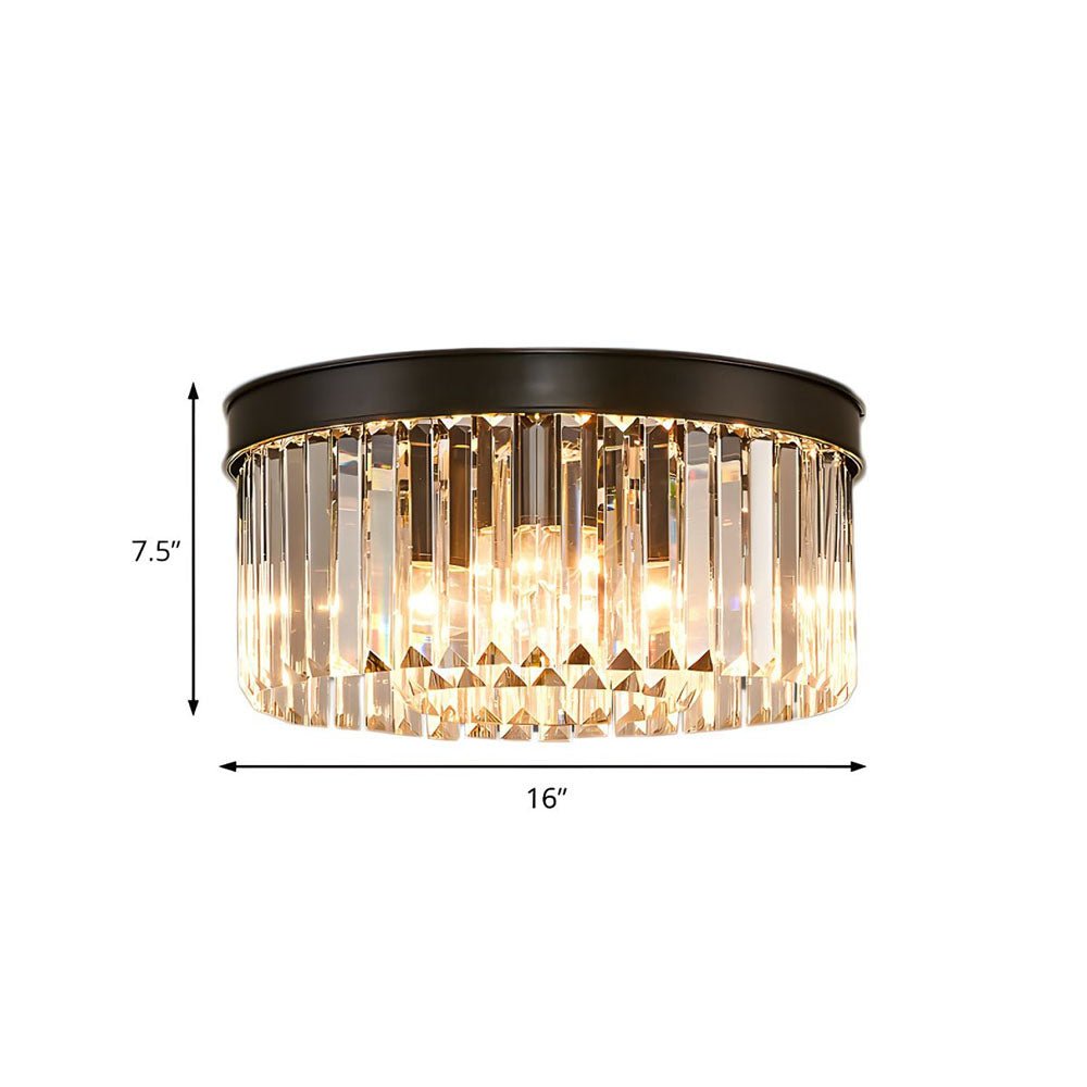 Elegant Crystal Flush Mount Ceiling Light – 40 cm Width, Iron and Crystal, Ideal for Living Room and Bedroom 