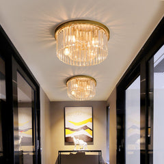 Elegant Crystal Flush Mount Ceiling Light – 40 cm Width, Iron and Crystal, Ideal for Living Room and Bedroom 