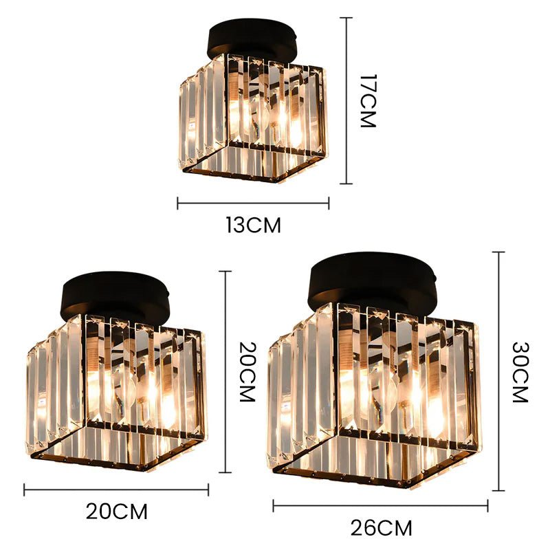 Elegant Crystal Glass Ceiling Light Fixture for Modern Interiors – Brass Base, E27/E26 Compatible 