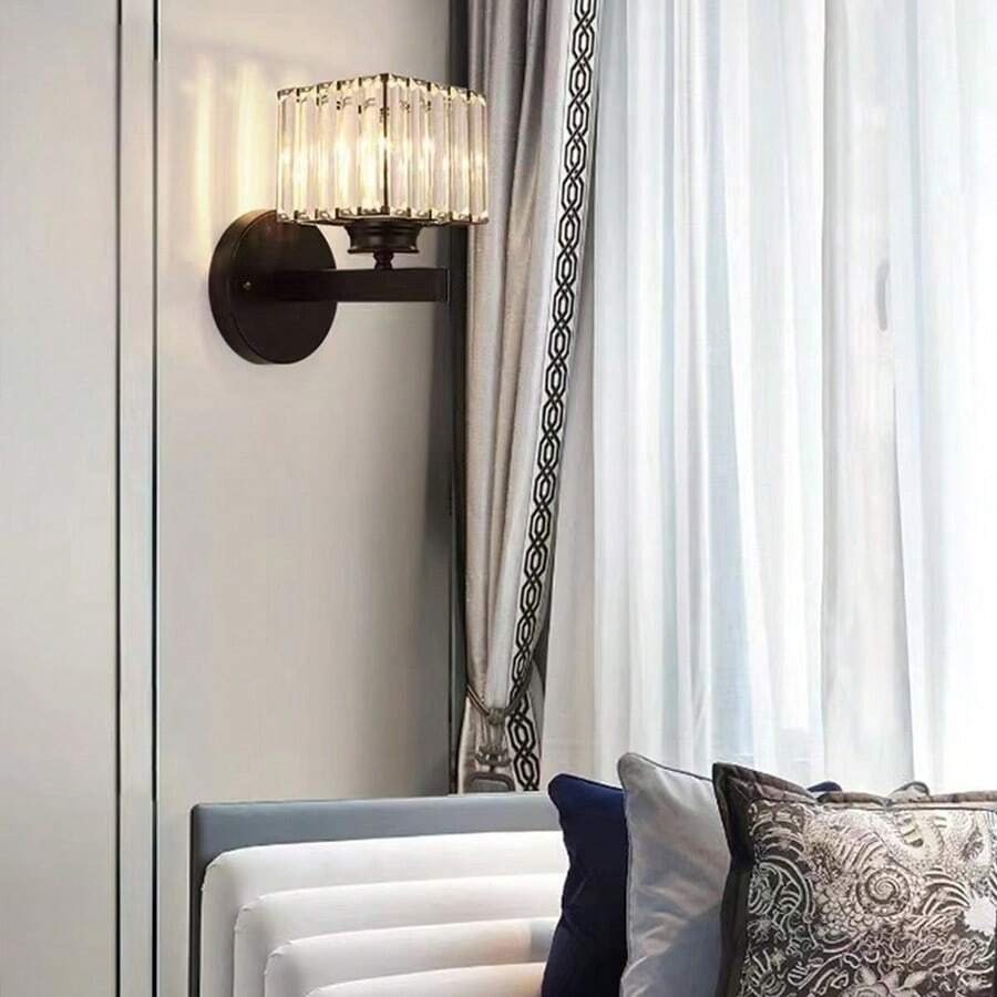 Elegant Crystal Wall Light with Modern Arm Design for Hallway and Living Spaces 