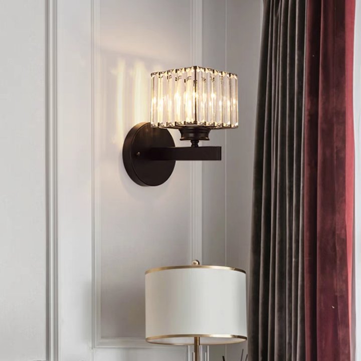 Elegant Crystal Wall Light with Modern Arm Design for Hallway and Living Spaces 