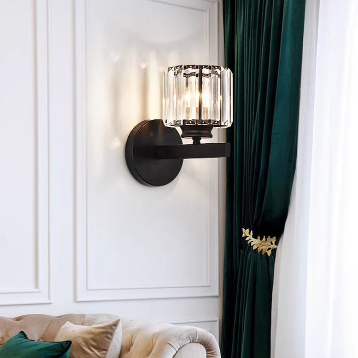 Elegant Crystal Wall Light with Modern Arm Design for Hallway and Living Spaces 