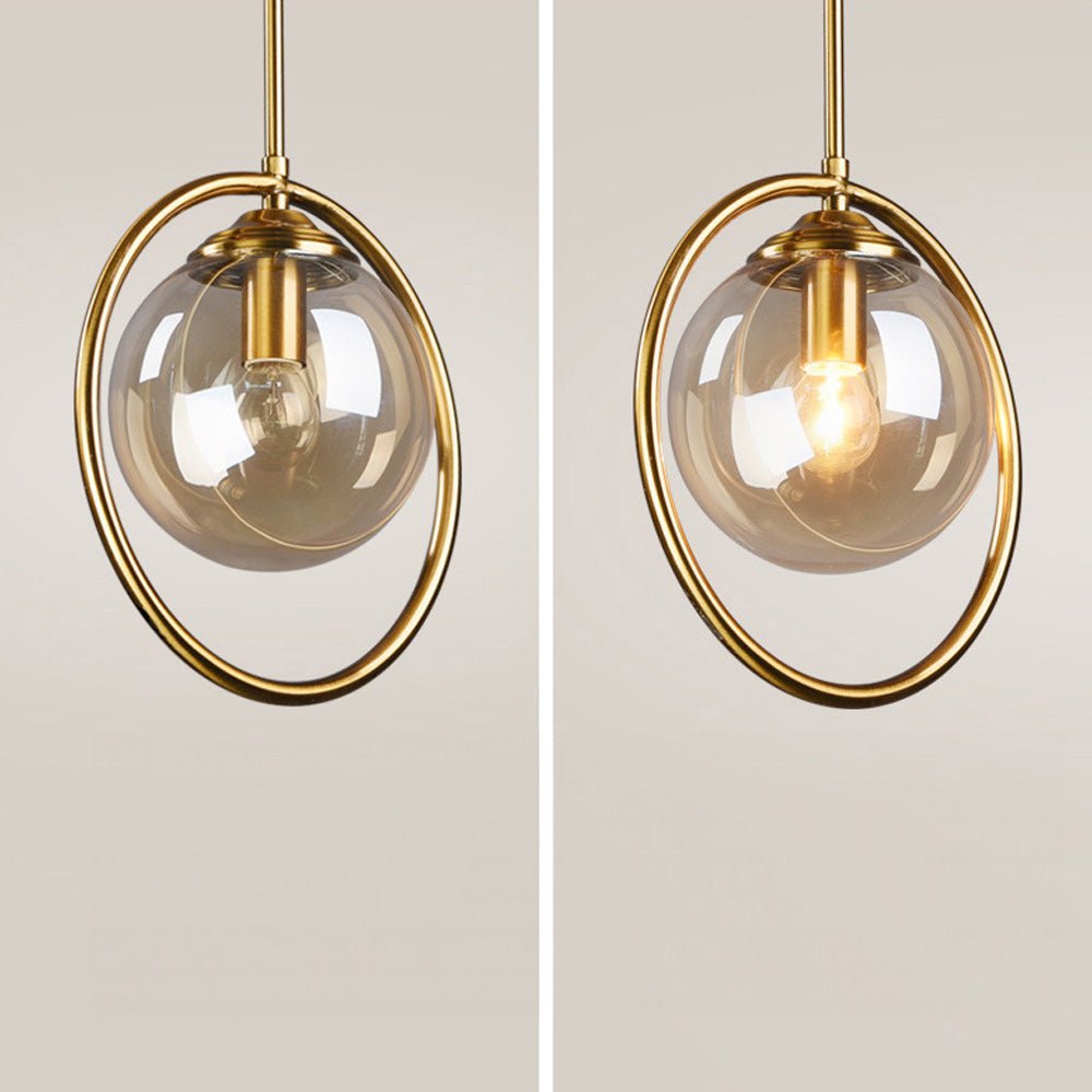 Elegant Glass Pendant Light with Gold Frame Finish – Modern Indoor Lighting 