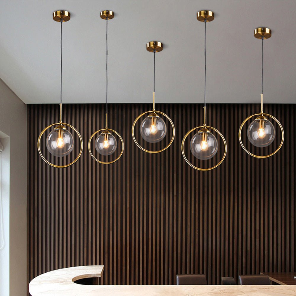 Elegant Glass Pendant Light with Gold Frame Finish – Modern Indoor Lighting 