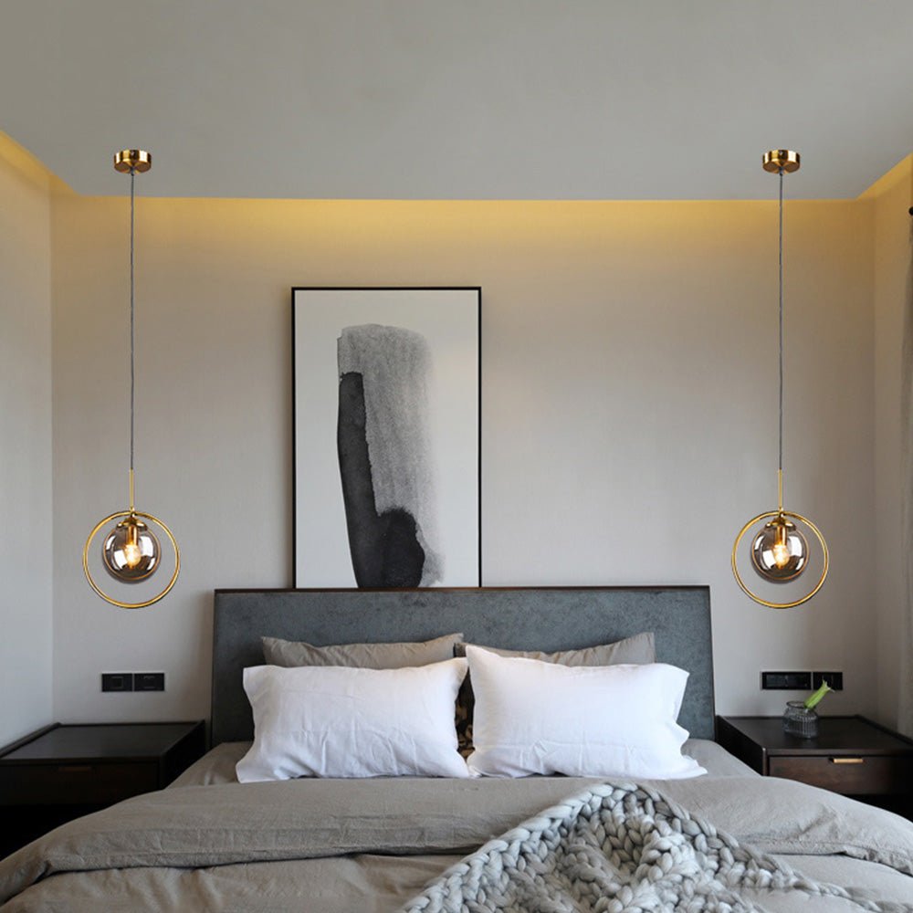 Elegant Glass Pendant Light with Gold Frame Finish – Modern Indoor Lighting 