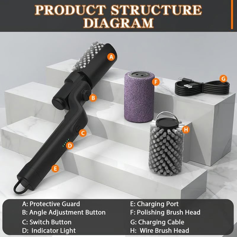 Elektra BBQ Grill Brush | Cordless, Motorized Cleaning Tool 