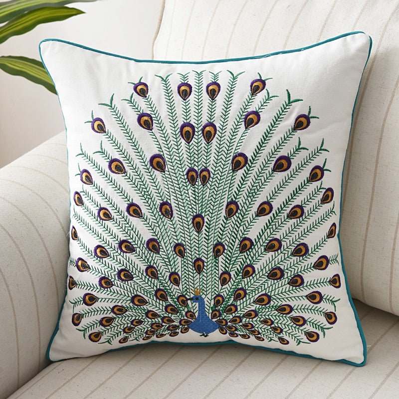 Embroidered Butterfly Cushion Cover in Cotton-Linen Blend – 45x45 cm Decorative Pillow Case 