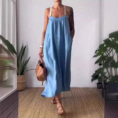 Essara Cotton-Linen Sling Dress | Airy Relaxed Fit | Sizes S-5XL 