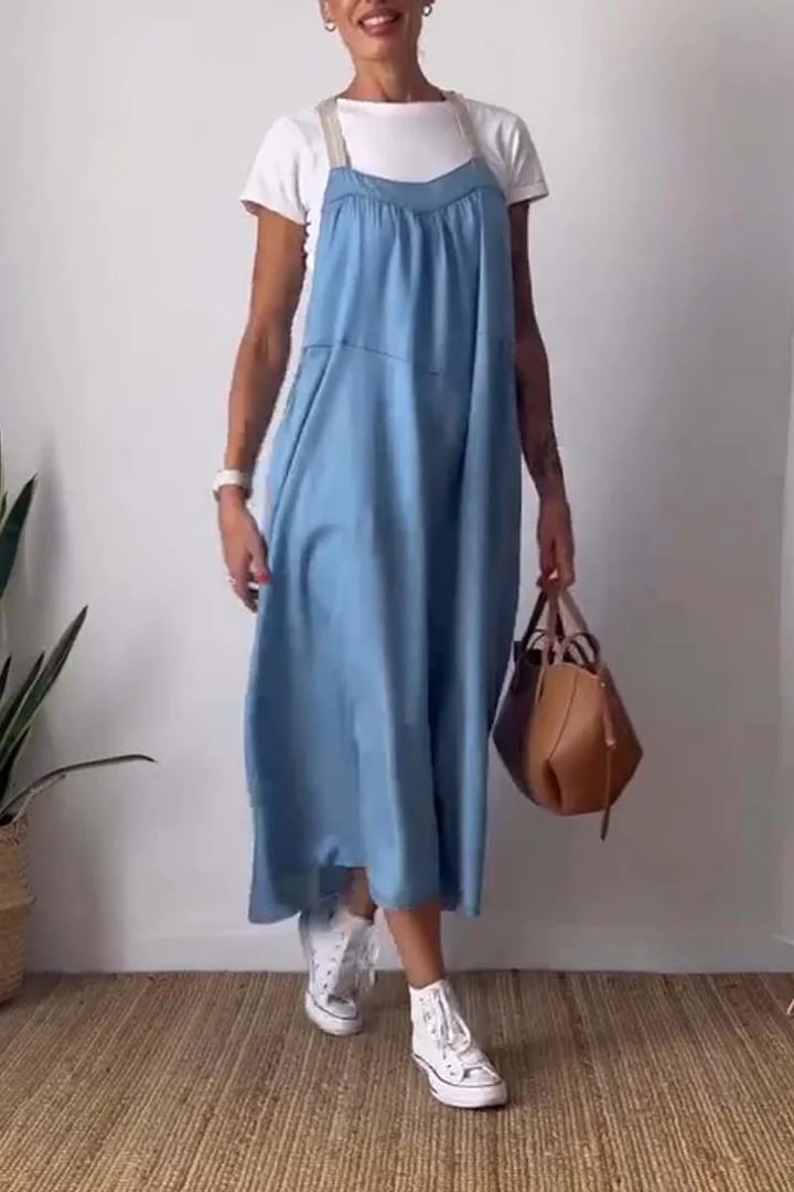 Essara Cotton-Linen Sling Dress | Airy Relaxed Fit | Sizes S-5XL 