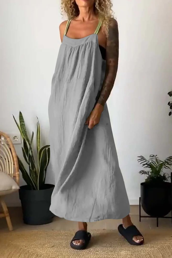 Essara Cotton-Linen Sling Dress | Airy Relaxed Fit | Sizes S-5XL 