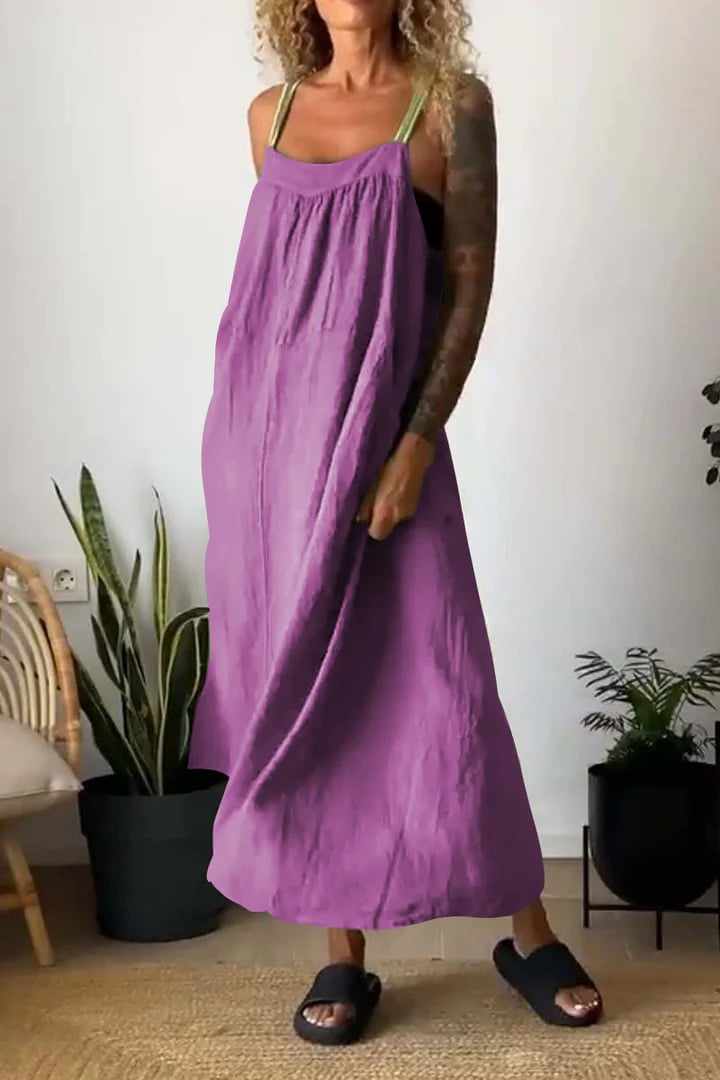 Essara Cotton-Linen Sling Dress | Airy Relaxed Fit | Sizes S-5XL 