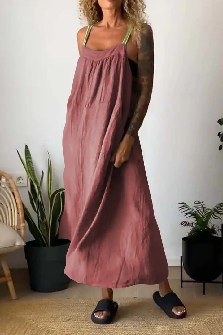 Essara Cotton-Linen Sling Dress | Airy Relaxed Fit | Sizes S-5XL 