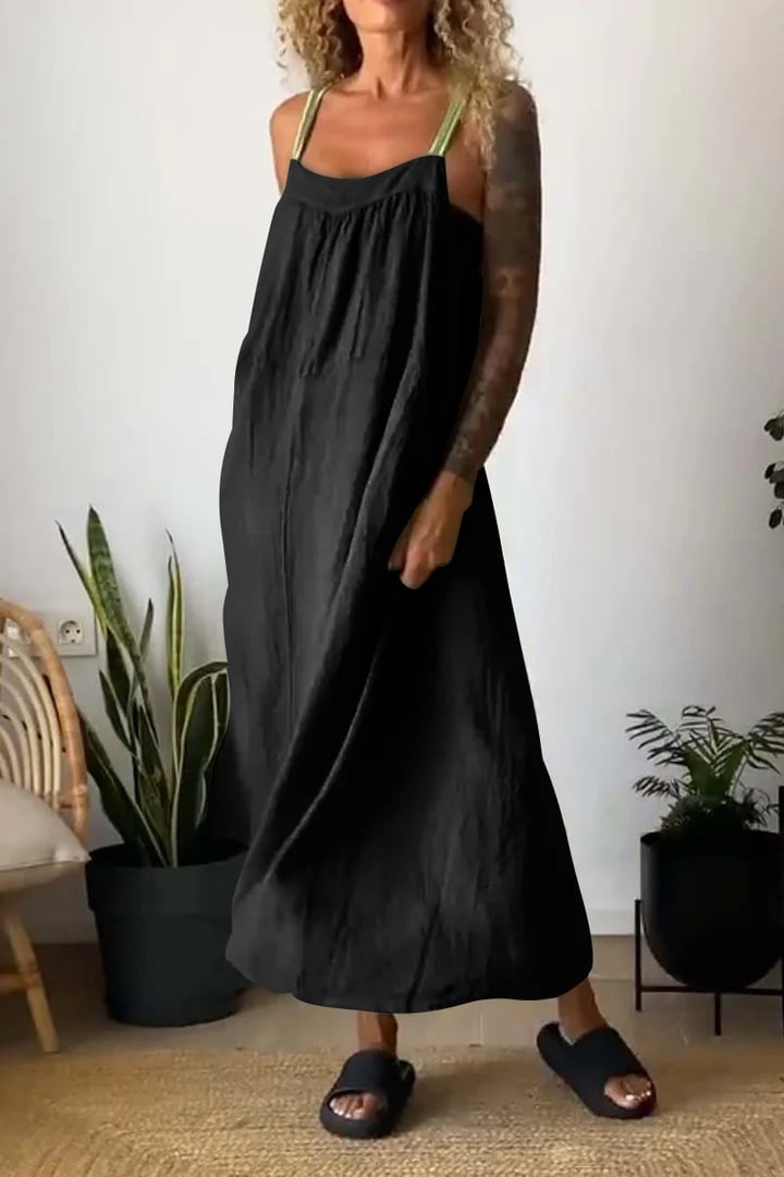 Essara Cotton-Linen Sling Dress | Airy Relaxed Fit | Sizes S-5XL 