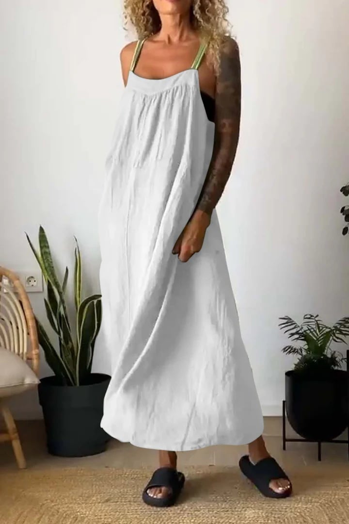 Essara Cotton-Linen Sling Dress | Airy Relaxed Fit | Sizes S-5XL 