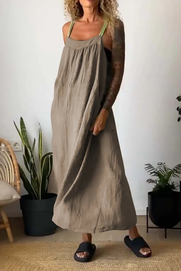 Essara Cotton-Linen Sling Dress | Airy Relaxed Fit | Sizes S-5XL 