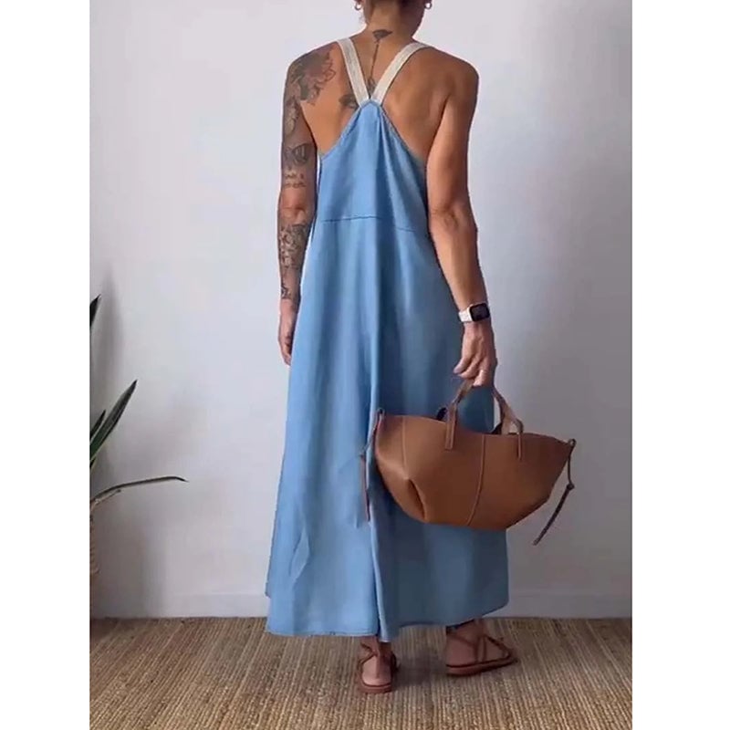 Essara Cotton-Linen Sling Dress | Airy Relaxed Fit | Sizes S-5XL 