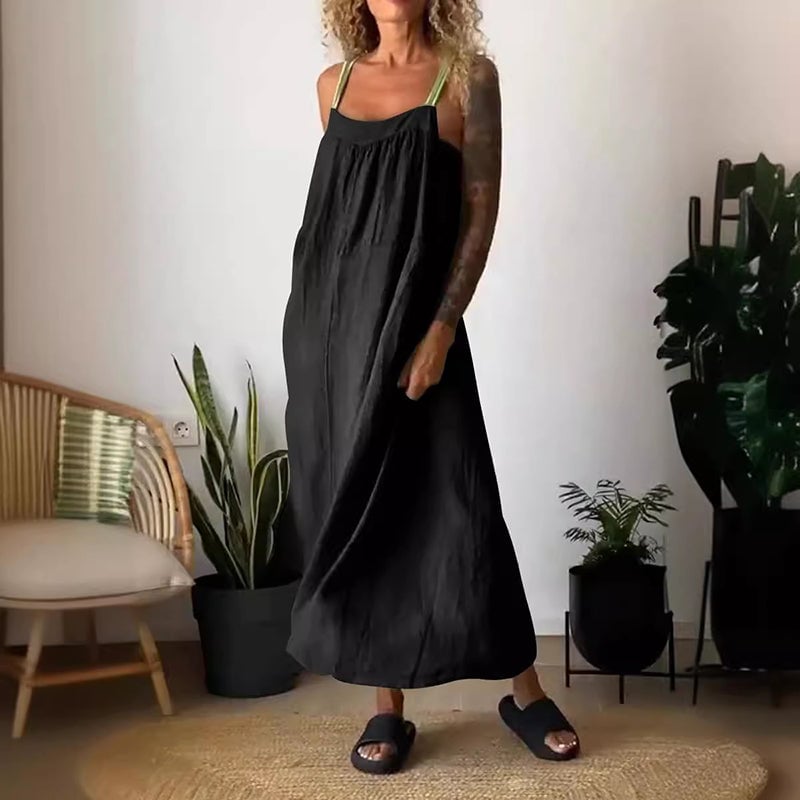 Essara Cotton-Linen Sling Dress | Airy Relaxed Fit | Sizes S-5XL 