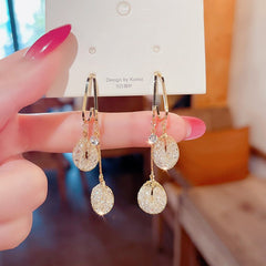 Everglow Crystal Tassel Drop Earrings | Gold Color, 925 Silver Posts 