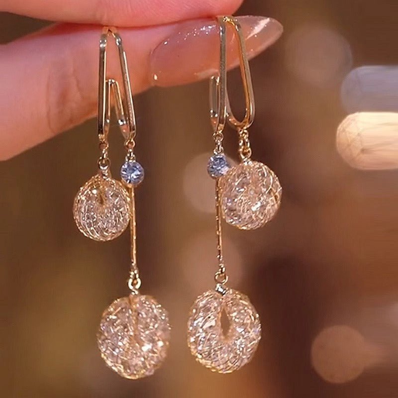 Everglow Crystal Tassel Drop Earrings | Gold Color, 925 Silver Posts 