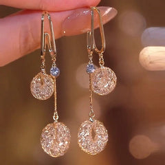 Everglow Crystal Tassel Drop Earrings | Gold Color, 925 Silver Posts 