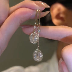 Everglow Crystal Tassel Drop Earrings | Gold Color, 925 Silver Posts 