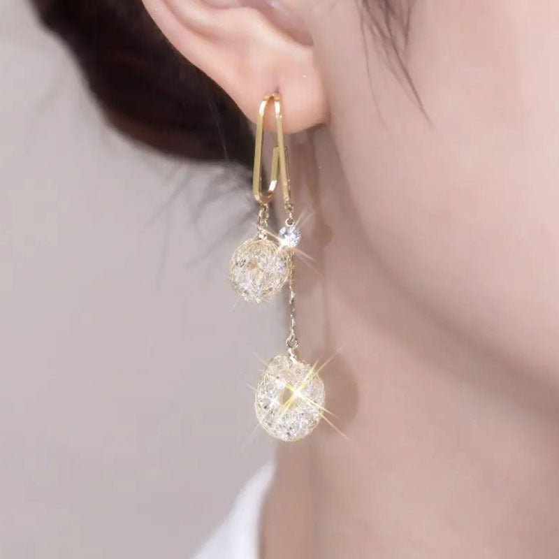 Everglow Crystal Tassel Drop Earrings | Gold Color, 925 Silver Posts 