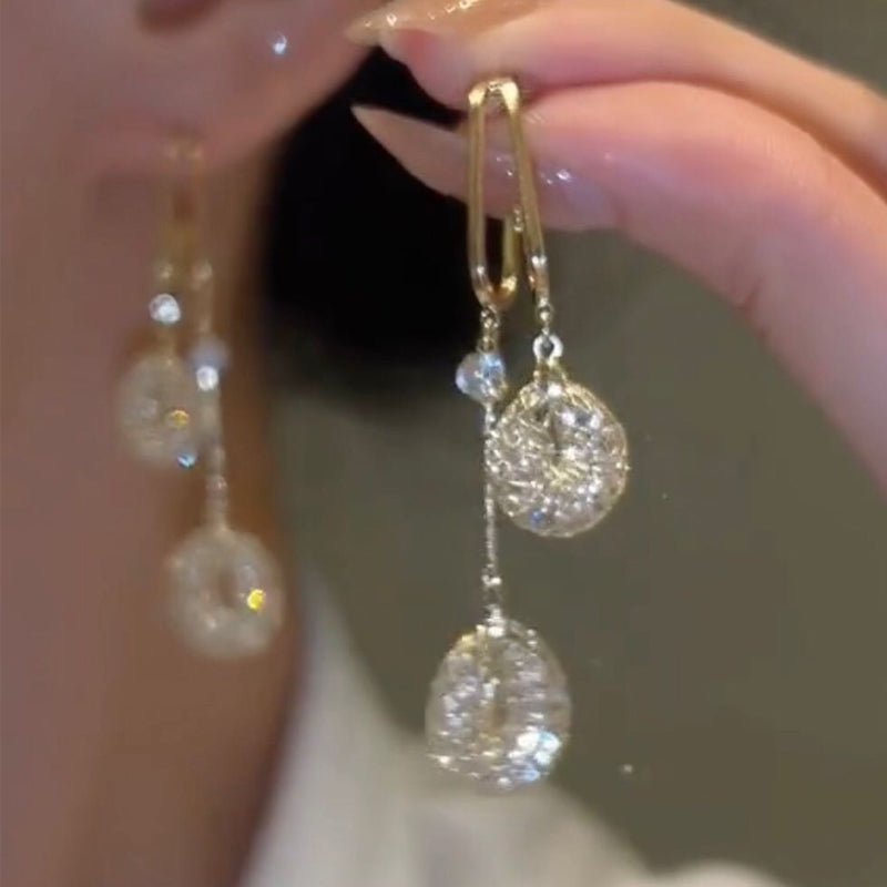 Everglow Crystal Tassel Drop Earrings | Gold Color, 925 Silver Posts 