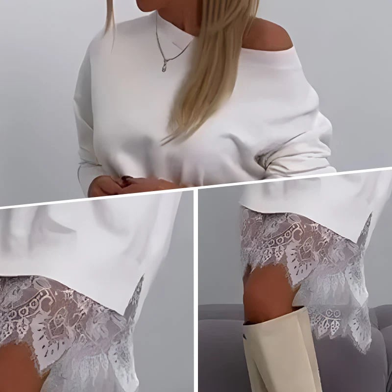 Evara Lace-Trim Midi Skirt | Split Detail, Loose Fit, S-3XL 